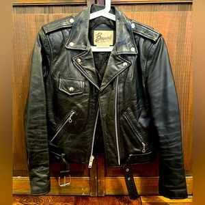 1980s Vintage Genuine Leather Biker Jacket - Made in Korea